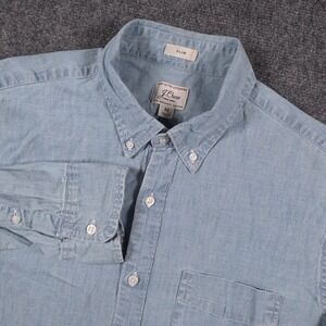 J Crew Chambray Shirt Mens M Light Blue Slim Fit Button Down Casual Western